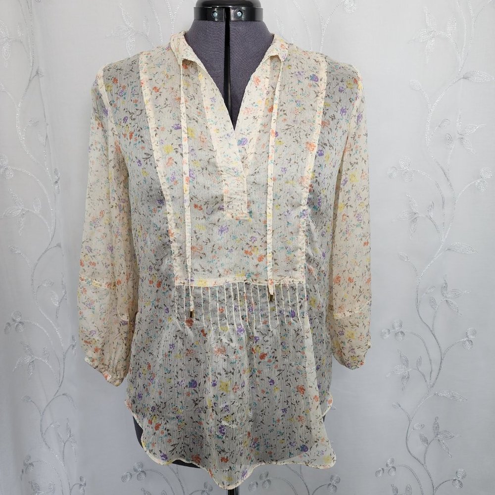 Ralph Lauren Sheer Floral Peach Tunic Style Blouse - Picture 4 of 10